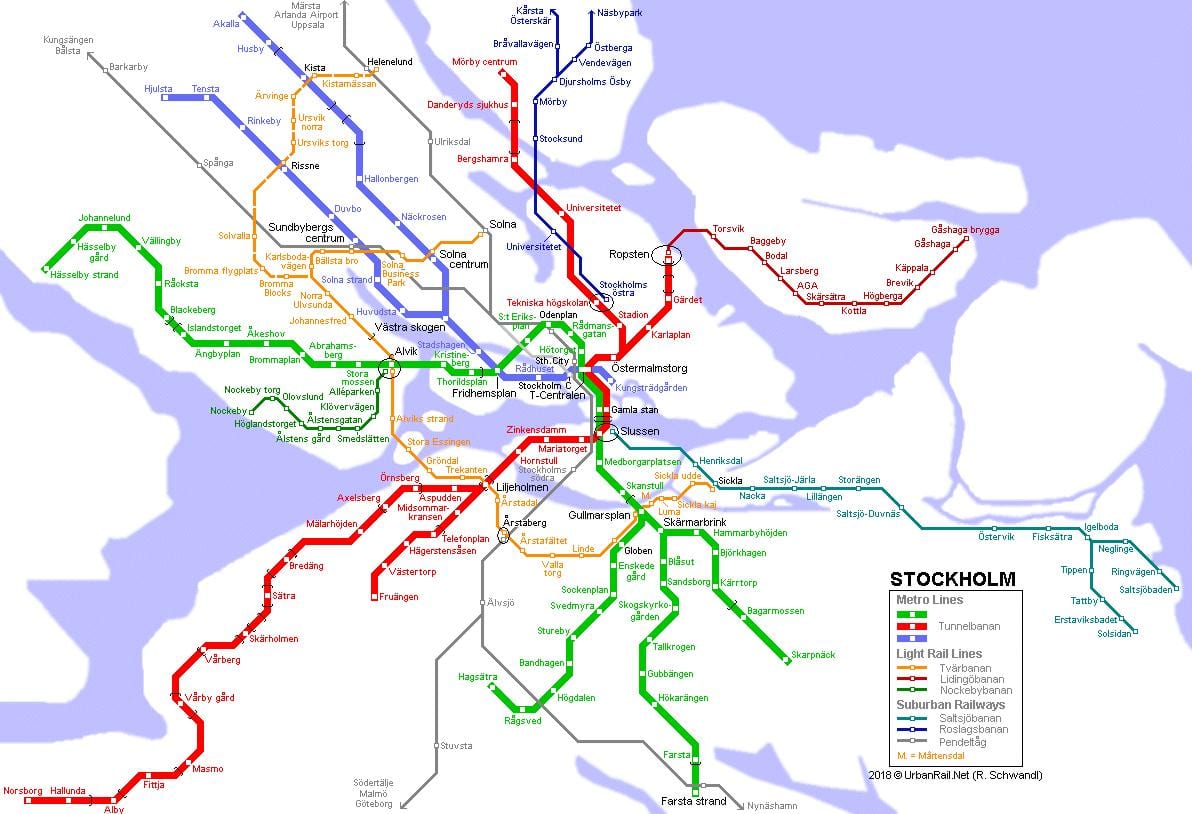 שוודיה tunnelbana מפה