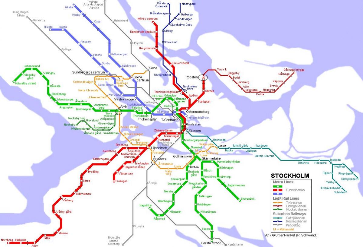 מפת הרכבת התחתית בשטוקהולם