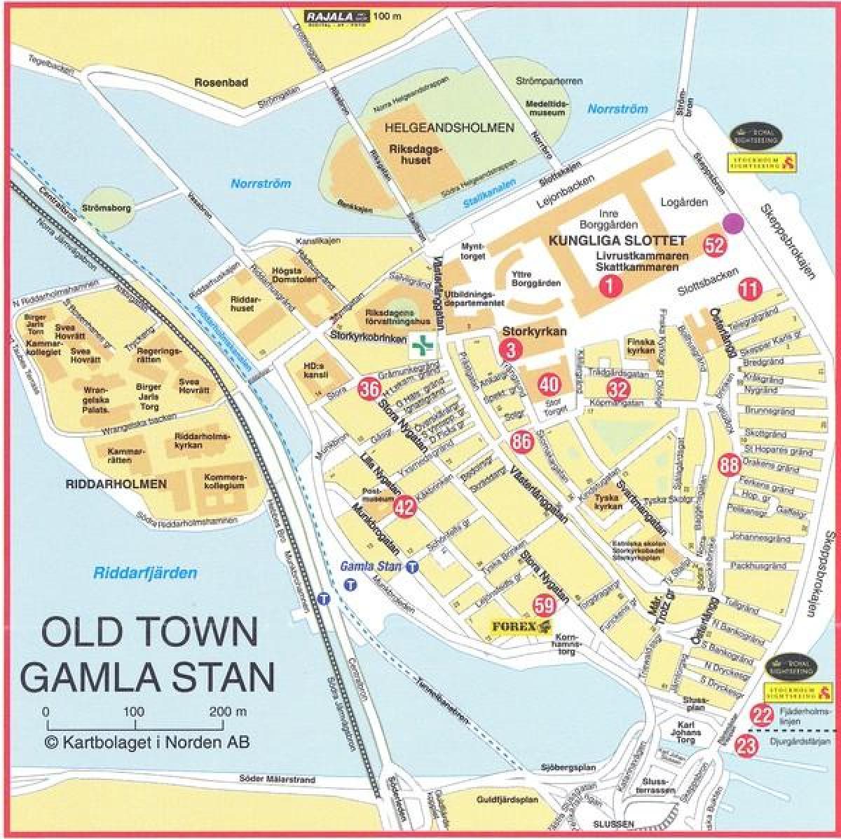 המפה של העיר העתיקה, סטוקהולם, שבדיה