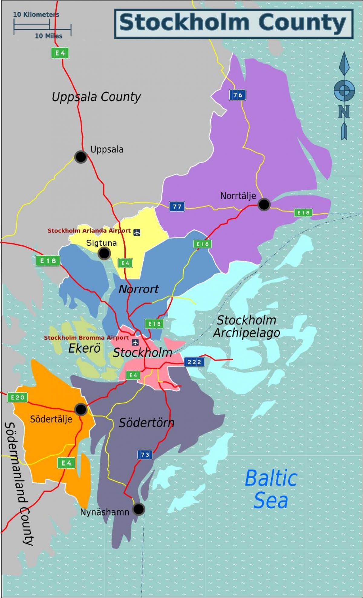 מפה של שבדיה סטוקהולם באזור