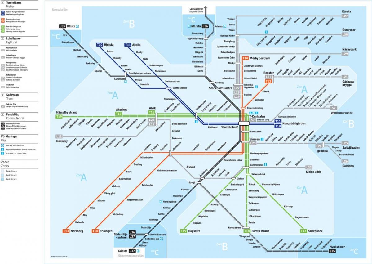 מפת התחבורה של שטוקהולם.