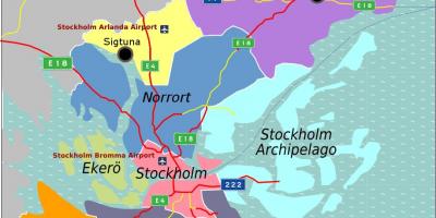 מפה של שבדיה סטוקהולם באזור